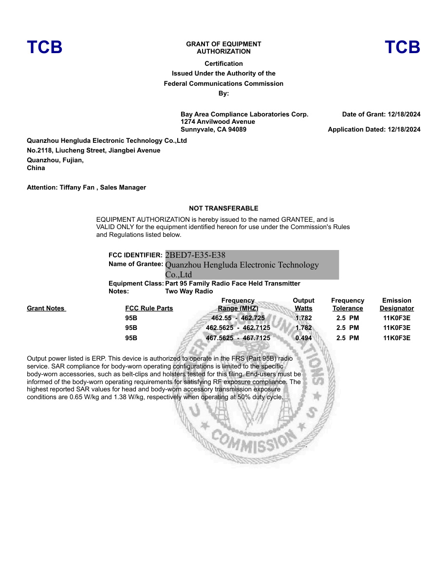 FCC Grant (2BED7-E35-E38)